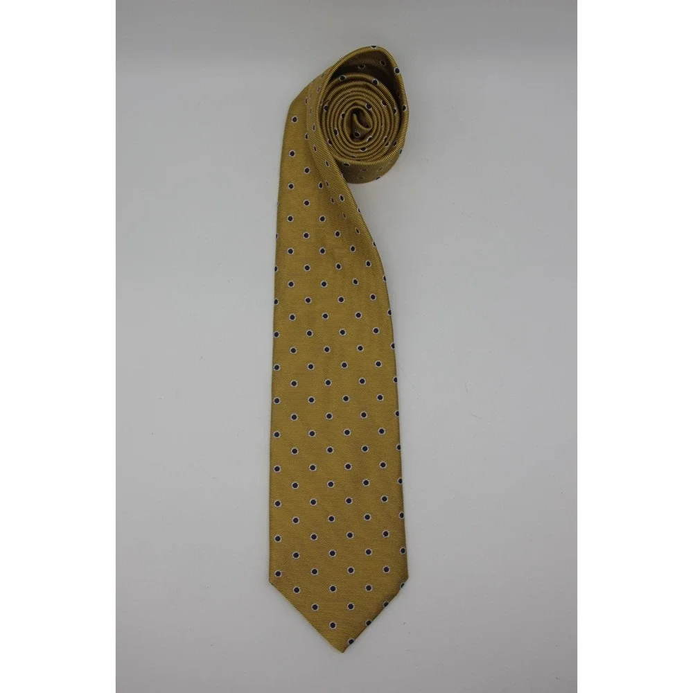 Brooks Brothers Basic Silk Tie Men's Yellow Dot USA Old Money Classic Preppy